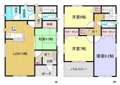 和室も付いたゆったり4LDKの間取です。