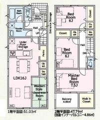 ファミリー層にピッタリな4LDKの間取。