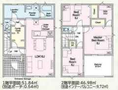 1号棟の間取図はこんな感じになっています