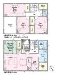 1号棟の間取図はこんな感じになっています