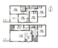 2号棟の間取図はこんな感じになっています