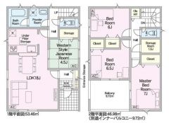 2号棟の間取図はこんな感じになっています
