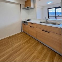 リビングを見渡せるカウンターキッチン。