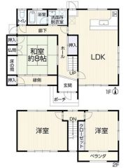 敷地は100坪超で3LDKの間取りです。