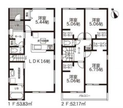 1号棟の間取図はこんな感じになっています