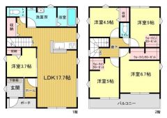 ファミリー層にピッタリな5LDKの間取。
