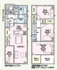 2号棟の間取図はこんな感じになっています