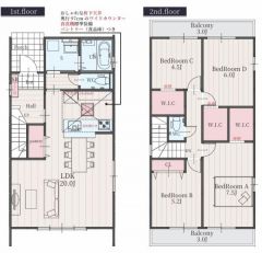 収納も充実している4LDKの間取りです。
