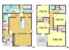 ファミリー層にピッタリな4LDKの間取。