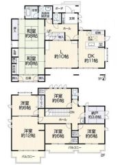 全居室6帖以上で納戸付7SLDKの間取。