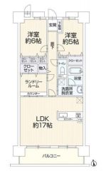 フルリフォームされた2LDKの間取です。