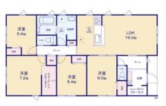 ファミリー層にピッタリな4LDKの間取。