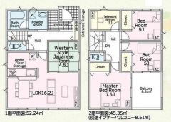 テレワークルームの付いた4LDKの間取。
