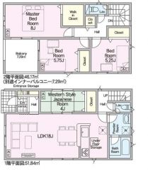2号棟の間取図はこんな感じになっています
