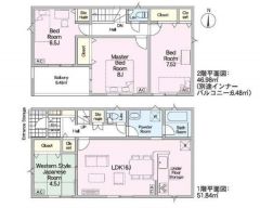 2号棟の間取図はこんな感じになっています