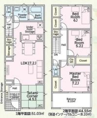 タタミコーナーも付いた3LDKの間取り。