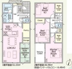 パントリー+WICの付いた4LDKです。