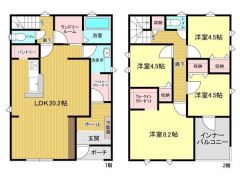 ファミリー層にピッタリな4LDKの間取。