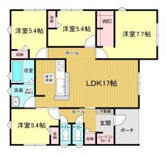 ファミリー層にピッタリな4LDKの間取。