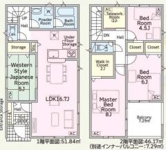 WIC+テレワークルーム付4LDKです。