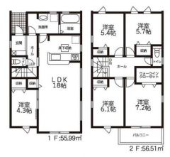 1号棟の間取図はこんな感じになっています