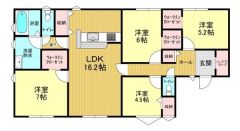 大人気の平屋建て。4LDKの間取りです。