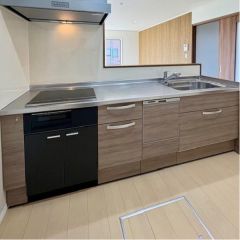リビングを見渡せるカウンターキッチン。