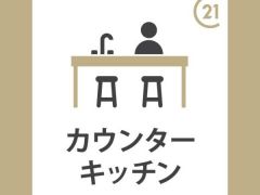 リビングを見渡せるカウンターキッチン。