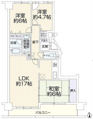 ファミリー層にピッタリな3LDKの間取。