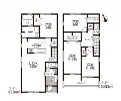 LFKは開放的な20帖、全居室6帖以上。