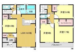 ファミリー層にピッタリな4LDKの間取。