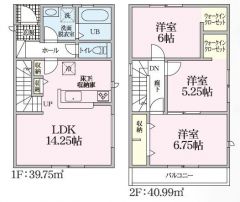 1号棟の間取図はこんな感じになっています