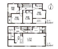 1号棟の間取図はこんな感じになっています
