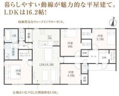 大人気の平屋建て。4LDKの間取りです。