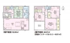 1号棟の間取図はこんな感じになっています