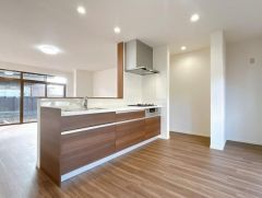 リビングを見渡せるカウンターキッチン。