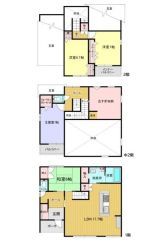 オシャレな中2階もある4LDKの間取り。