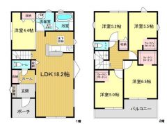 ファミリー層にピッタリな5LDKの間取。