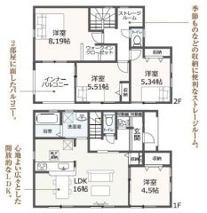 収納が多い4LDKの間取りです。