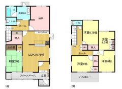 太陽光パネル付、5SLDKの間取りです。