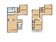 全居室6帖で広い4LDKの間取りです。
