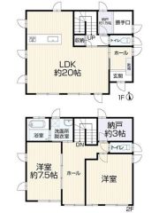 20帖のLDKと2納戸の付いた間取です。